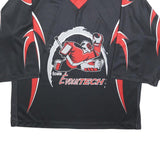 INTERHOCKEY Mens Black Red Graphic Hockey Jersey L Long Sleeve V-Neck Sport