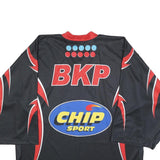 INTERHOCKEY Mens Black Red Graphic Hockey Jersey L Long Sleeve V-Neck Sport