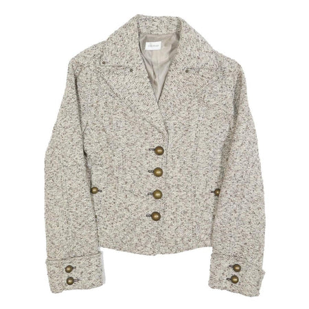 MOTIVI Womens Beige Tweed Button Jacket S Woven Classic Stylish