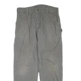 CARHARTT Mens Regular Grey Cotton Blend Trousers W36 L32 Workwear Zip Closure