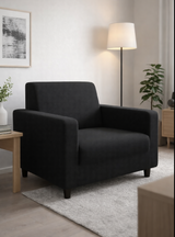 Anyseat 1-Seater Sofa Cover – Plain Black Style Slipcover for Living Room Chair Protection
