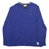 TOMMY JEANS Mens Blue Plain Cotton Blend Crew Neck Basic Knit Jumper XL Casual