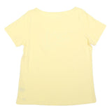 CREW CLOTHING Womens Yellow Cotton Blend Graphic T-Shirt UK 14 Short Sleeve