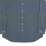 TOMMY HILFIGER Mens Green & Blue Check Shirt M Button Down Cotton Blend