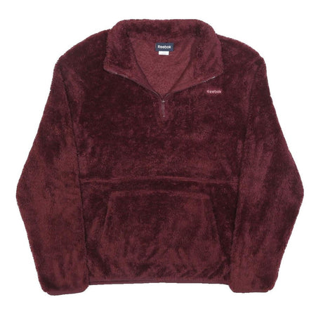 REEBOK Womens Maroon Jumper Plain 1/4 Zip Pullover XL Soft Polyester Comfort