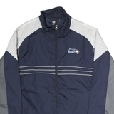 NFL Mens Navy Blue & Grey Zip Jacket L Polyester Blend Plain Sportswear