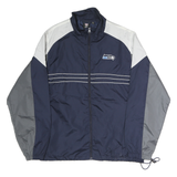 NFL Mens Navy Blue & Grey Zip Jacket L Polyester Blend Plain Sportswear