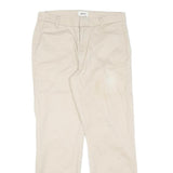 Beige Womens Cotton Blend Regular Fit Straight Leg Trousers W32 L28 Classic
