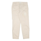 Beige Womens Cotton Blend Regular Fit Straight Leg Trousers W32 L28 Classic