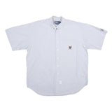 POLO RALPH LAUREN Mens Light Blue & White Short Sleeve Shirt XL Button-Down