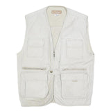 HAOBAO Mens White Cotton Blend Utility Jacket XL Vest Style Zip Pockets