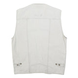 HAOBAO Mens White Cotton Blend Utility Jacket XL Vest Style Zip Pockets
