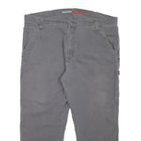 DICKIES Mens Regular Grey Cotton Blend Workwear Trousers W38 L25 Utility Zip