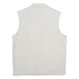 C&A Mens White Cotton Gilet L Plain Utility Pockets Zip Up Casual Workwear