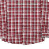 WRANGLER Mens Red & White Checked Shirt L Cotton Blend Classic Button Down