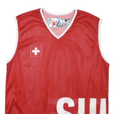 SHSV FSSU Mens Red White Sleeveless V-Neck Graphic Polyester Blend T-Shirt M