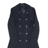 KAREN MILLEN Womens Navy Blue Classic Jacket UK 6 Cotton Blend Button Closure