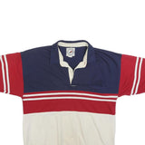 GREENLINE Mens Blue & Red & White Short Sleeve Striped Polo Shirt M Rugby Style