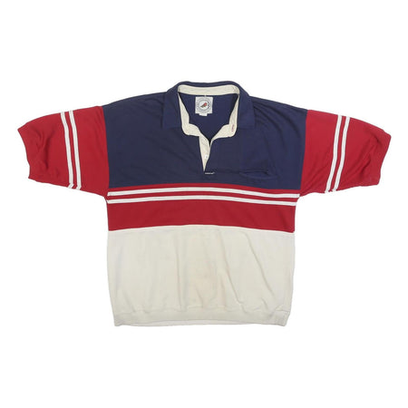 GREENLINE Mens Blue & Red & White Short Sleeve Striped Polo Shirt M Rugby Style