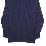 RALPH LAUREN SPORT Womens Navy Cable Knit Cotton Jumper Roll Neck XL Slim