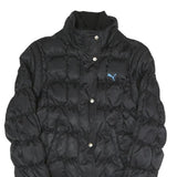 PUMA Womens Black Quilted Jacket S Polyester Blend Zip Casual Sportswear
