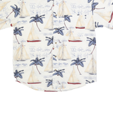 PURITAN Mens Cream & Blue Cotton Sailing Print Short Sleeve Shirt M Casual