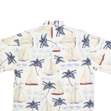 PURITAN Mens Cream & Blue Cotton Sailing Print Short Sleeve Shirt M Casual