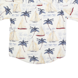 PURITAN Mens Cream & Blue Cotton Sailing Print Short Sleeve Shirt M Casual