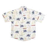 PURITAN Mens Cream & Blue Cotton Sailing Print Short Sleeve Shirt M Casual