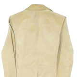 Womens Beige Coach Jacket M Suede Woven Plain Classic Fit Button Closure Long