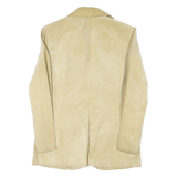 Womens Beige Coach Jacket M Suede Woven Plain Classic Fit Button Closure Long