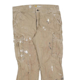 CARHARTT Mens Relaxed Fit Beige Cargo Trousers W36 L30 Workwear Utility Zip
