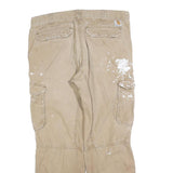 CARHARTT Mens Relaxed Fit Beige Cargo Trousers W36 L30 Workwear Utility Zip