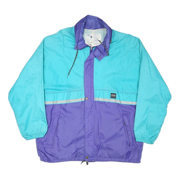AQUA GUARD Mens Turquoise & Purple Outdoor Jacket XL Polyester Blend Colourblock