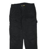 CAT Mens Cotton Blend Black Regular Leg Trousers W32 L32 Workwear Zip Closure