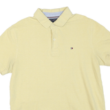 TOMMY HILFIGER Mens Yellow Polo Shirt Short Sleeve Cotton Blend L Casual Wear