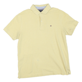 TOMMY HILFIGER Mens Yellow Polo Shirt Short Sleeve Cotton Blend L Casual Wear