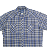 WRANGLER Mens Blue & White Checked Shirt XL Western Casual Cotton Blend