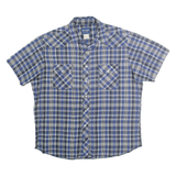 WRANGLER Mens Blue & White Checked Shirt XL Western Casual Cotton Blend