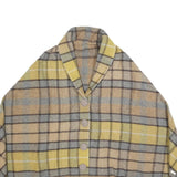 Womens Yellow Beige Check Jacket L Woven Classic Cropped Button Plain Casual