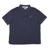 NAUTICA Mens Navy Blue Short Sleeve Plain XL Cotton Blend Polo Shirt Casual