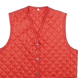 Womens Red Quilted Jacket S Polyester Button Closure Pockets Casual Vest