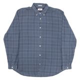 TOMMY HILFIGER Mens Blue Check Shirt XL Button-Down Collar Long Sleeve Cotton