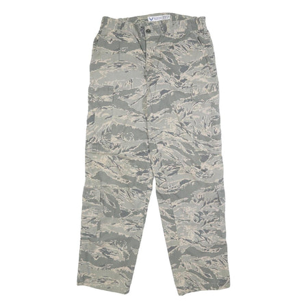 NIB/NCW Mens Cotton Blend Green Camouflage Regular Cargo Trousers W34 L31 Button