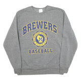 Mens Grey Brewers Baseball Crew Neck XL Cotton Blend Sweatshirt Sports