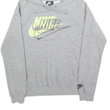 NIKE Mens Grey Cotton Blend Hoodie XS Logo Graphic Pullover Sweatshirt