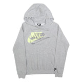 NIKE Mens Grey Cotton Blend Hoodie XS Logo Graphic Pullover Sweatshirt