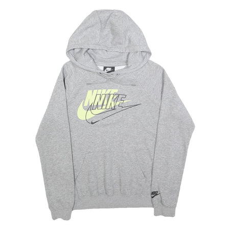 NIKE Mens Grey Cotton Blend Hoodie XS Logo Graphic Pullover Sweatshirt