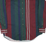 ROUNDTREE AND YORKE Mens Burgundy Green Navy Stripe Shirt M Cotton Blend Casual
