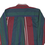 ROUNDTREE AND YORKE Mens Burgundy Green Navy Stripe Shirt M Cotton Blend Casual
